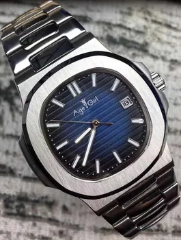 

Luxury Brand New Automatic Mechanical Men Watch Silver Blue Stainless Steel Transparent Sapphire Glass Glide sooth Black Watches