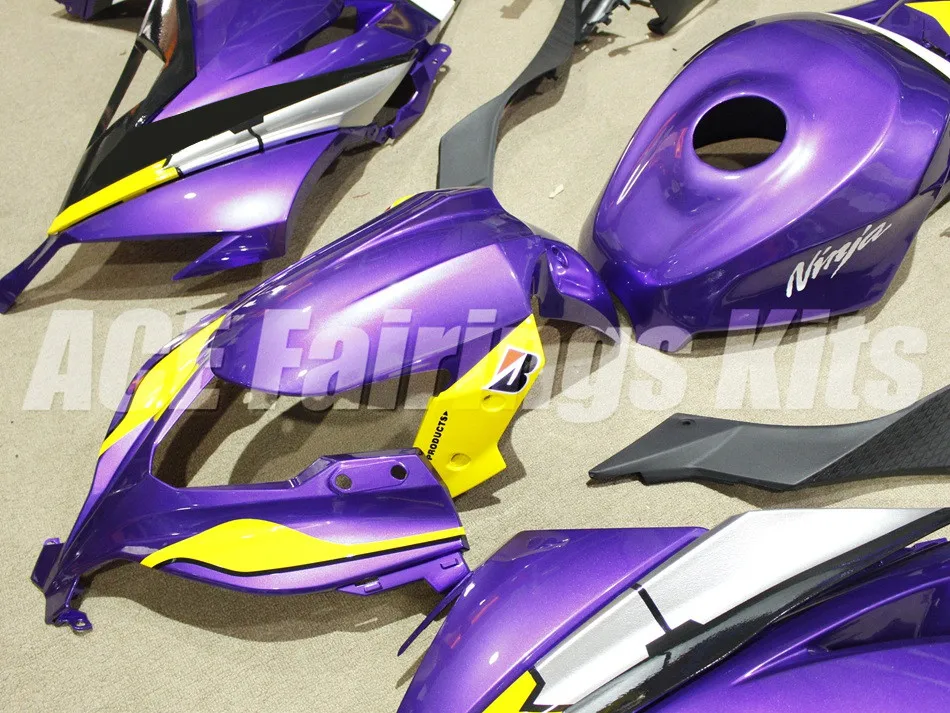 ABS обтекатель комплект для Kawasaki Ninja300 EX300 300R 2013, 13, 14, 15, 16, 17, обтекатели впрыска+ майка Обложка фиолетового цвета