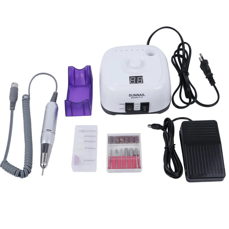 Белый Профессиональный инструмент для полировки ногтей, пилочка для ногтей, маникюрный набор, 35000 об/мин, 100 в/240 в, электрическая дрель для ногтей