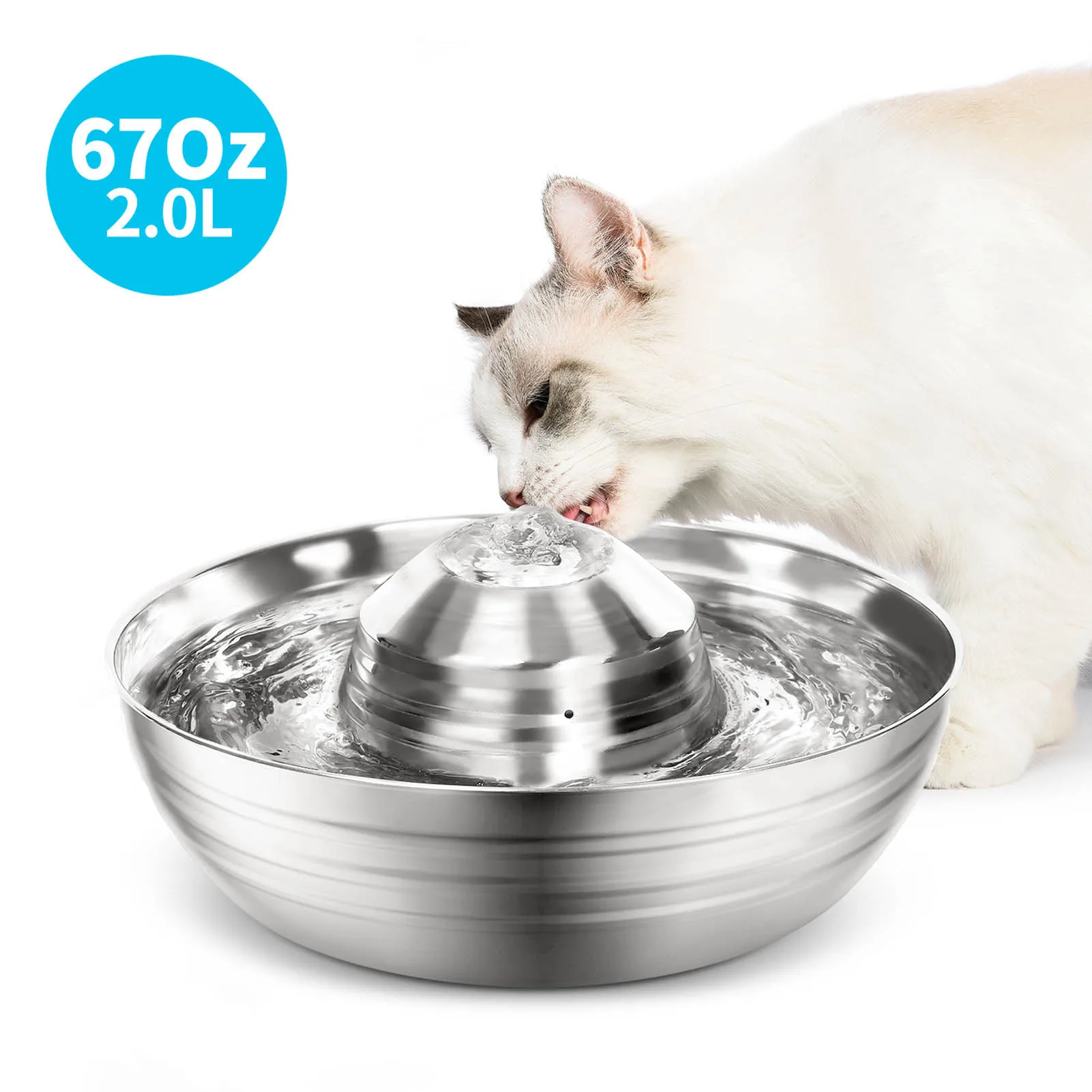 Stainless Steel Pet Fountain Cat Water Fountain Dog Drinking Bowl Pet USB Automatic Water Dispenser Super Quiet Auto Drinker