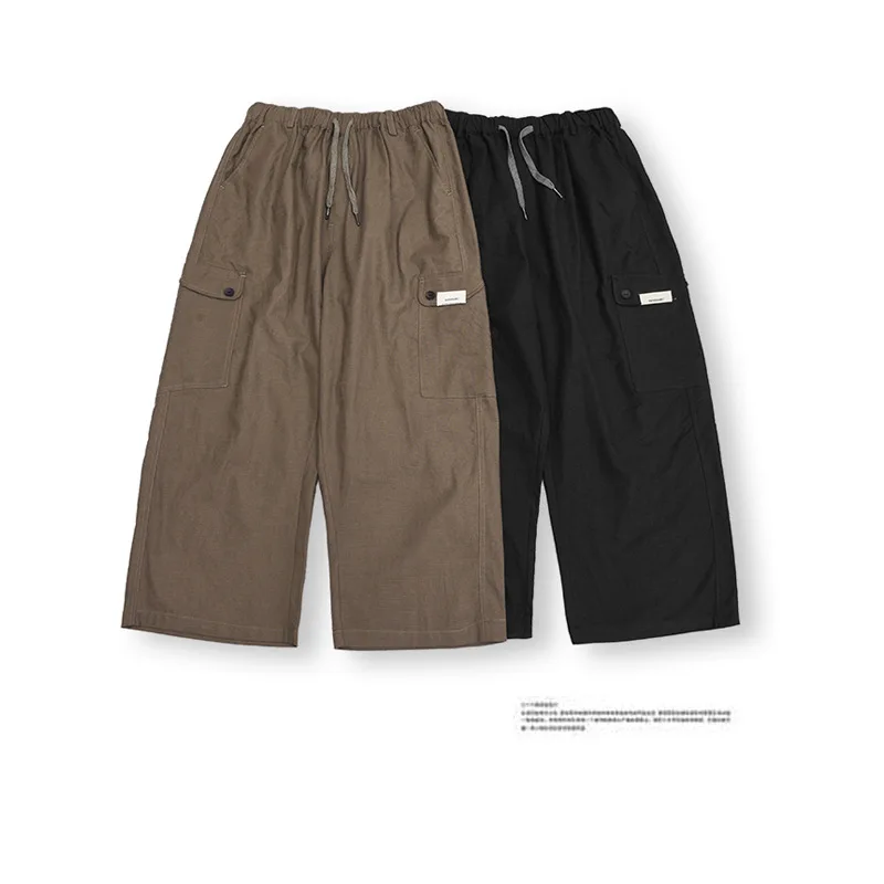 

Ancient Also Men'S Wear 2019/Summer Wear Slub Cotton Linen Solid Color Workwear Capri Pants Men's Harem Pants Casual Men's Trous