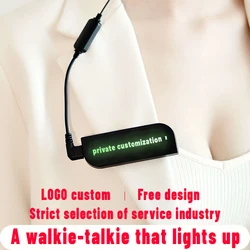 Mini talkie walkie personnalisé, plaque poitrine lumineuse, Rechargeable, Radio bidirectionnelle, avec écouteur, 2 pièces 