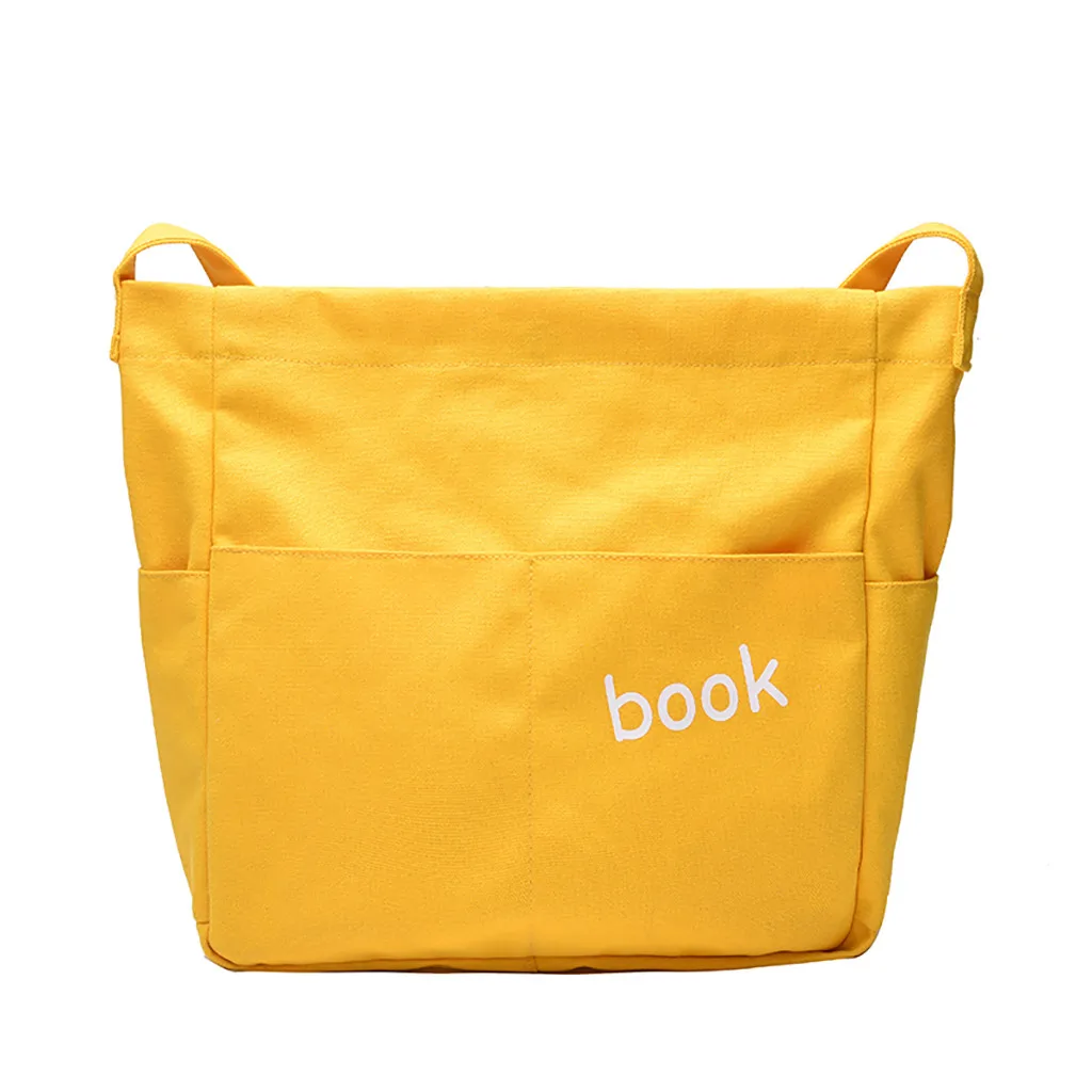 Женская модная Холщовая Сумка с буквенным принтом, Большая вместительная однотонная белая желтая сумка для покупок с пельменями, Женская многоразовая сумка для покупок - Цвет: Yellow