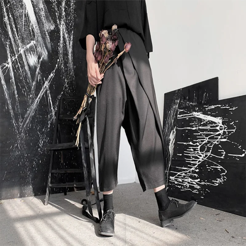 Ladies Irregular Casual Pants Spring And Autumn New Dark Single Leg Double Layer Design Asymmetric Youth Fashion Straight Pants