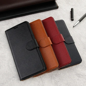 

Litchi Grain Genuine Leather Stand Wallet Cases For Samsung Note 10 8 9 Galaxy S10 S8 S9 Plus Magnet Card Holder Flip Book Cover