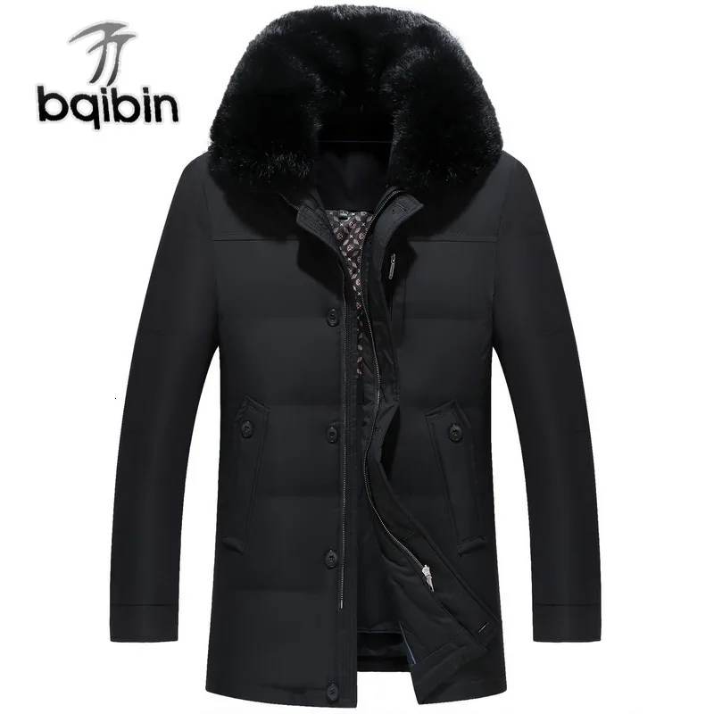 

New Men Down Coat Fashion Winter Down Jacket Long Parka Thicken 90% Duck Down Fox Fur Collar -30c Free Shipping