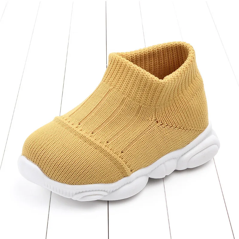 Yellow Emon/классические спортивные кеды для малышей, вязаные, однотонные, для малышей, для мальчиков и девочек, для мальчиков и девочек, дышащие, для малышей - Цвет: Yellow