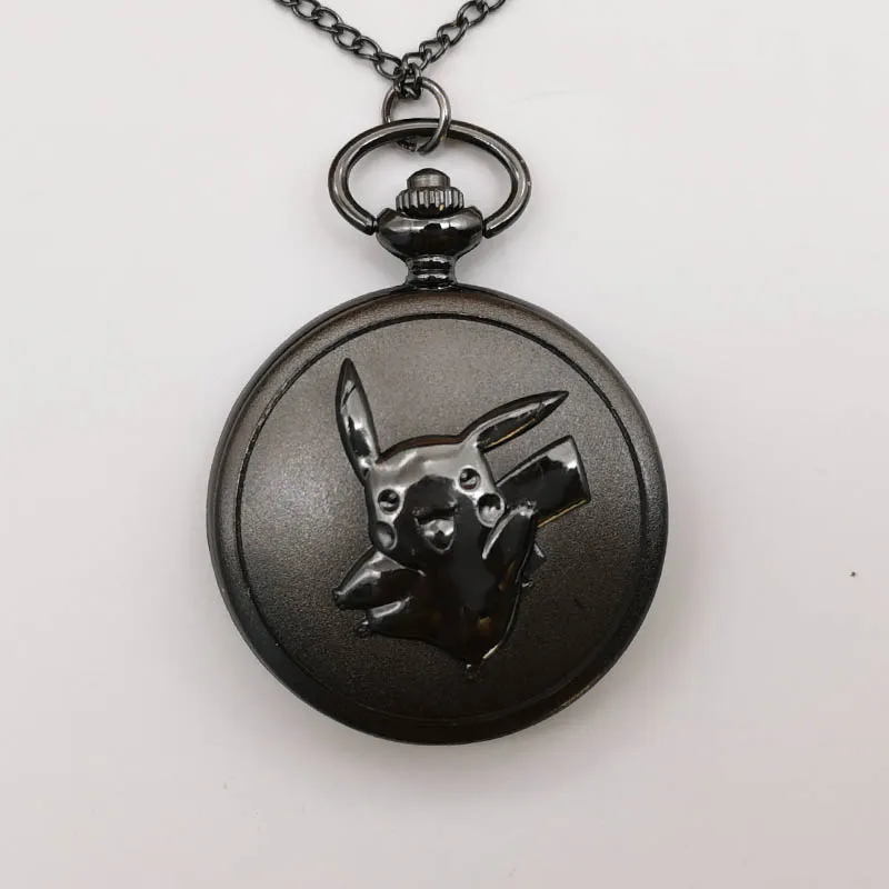 Винтажные милые маленькие черные Ретро аниме карманные часы ожерелье винтажная бронзовая подвеска женские часы Fob с цепочкой для детей