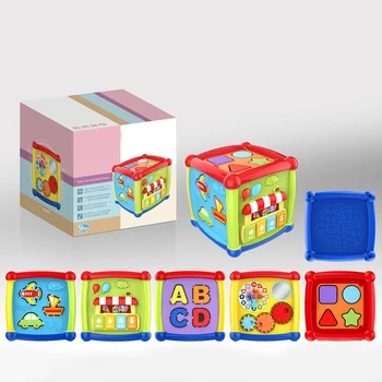 

Multifunctional Musical Toys Baby Box Music Electronic Children Toys Gear Clock Geometric Blocks Sorting Educational Toy