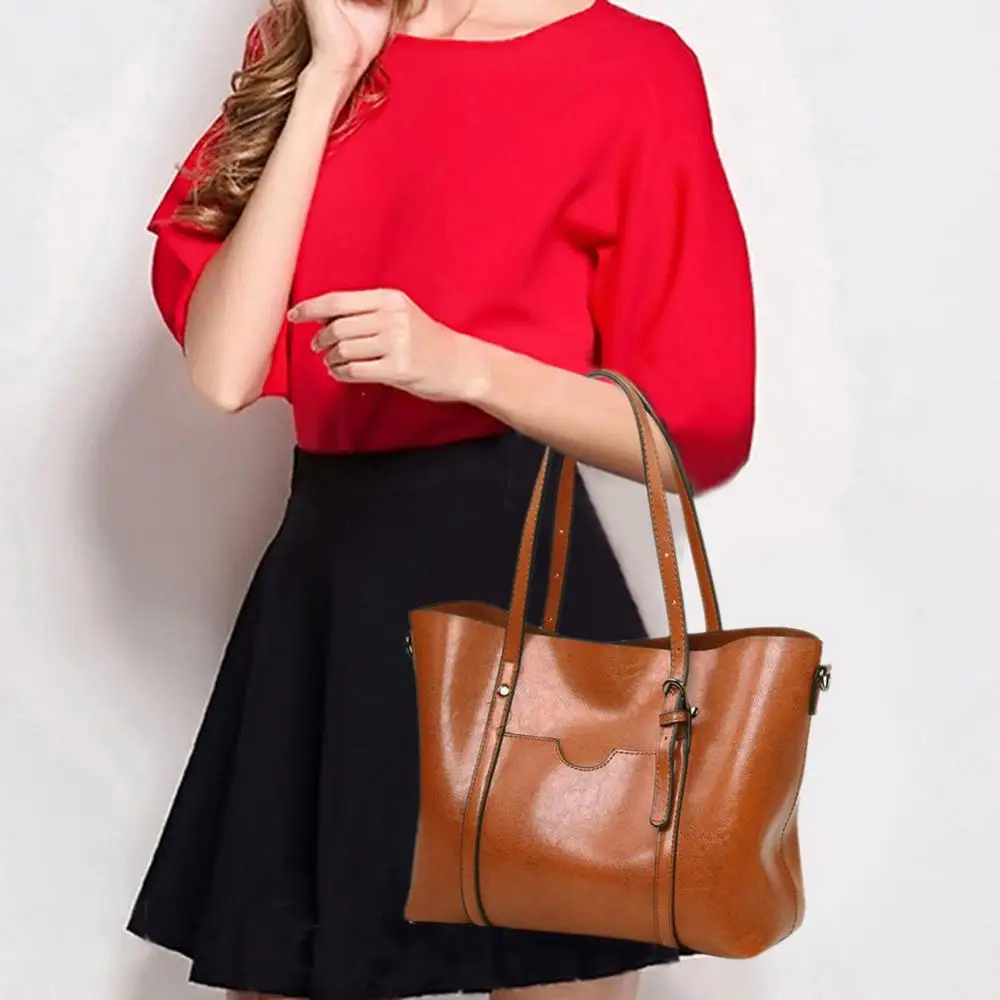 Women PU Leather Shoulder Crossbody Bag Large Capacity Shopping Messenger Handbag Ladies Classic Retro Tote Handbag