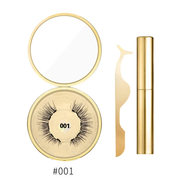 Natural Thick Magnetic Eyeliner Eyelashes Set No Glue Prevent Allergy Handmade Magnetic Fake Eyelashes With Eyelashes Applicator