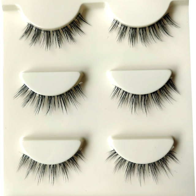 3pair Invisible Band Transparent 3D Mink Fur Lashes Natural Long Wispy False Eyelashes