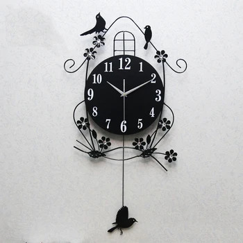 

Aqumotic Metal Bird Wall Clocks Decor Swing Large Farmhouse 3d Wall Clock Decoration Retro Battery Operated Rustic for Home