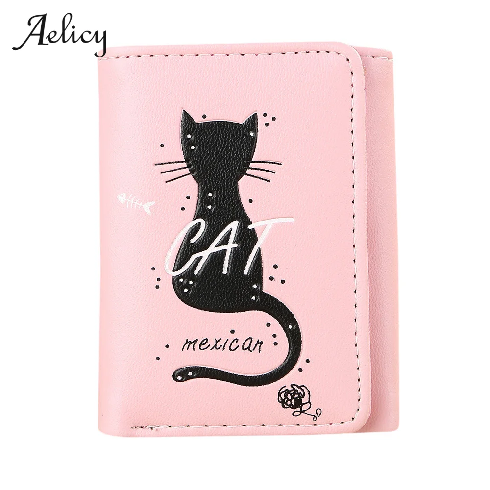 Aelicy женский простой короткий кошелек с кошкой 2020 кожаный застежкой маленький и