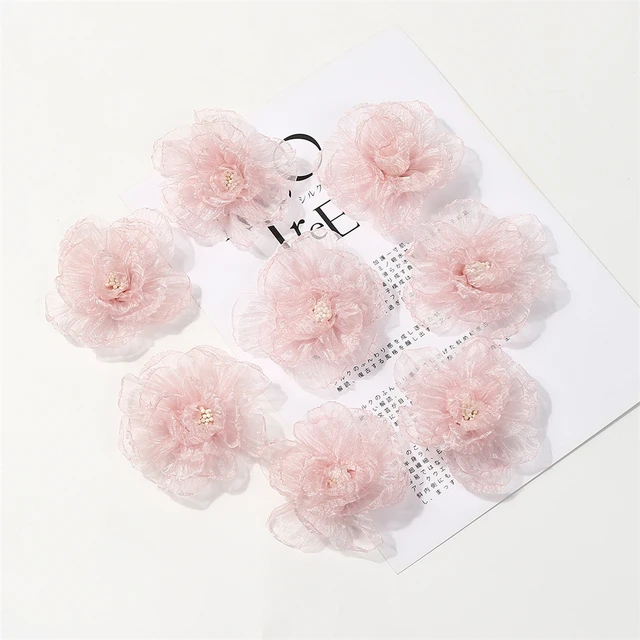 10 Ciondoli Fiori In Chiffon 3D - Decorazioni Per Matrimoni, Casa E Fai Da Te - Foto 13