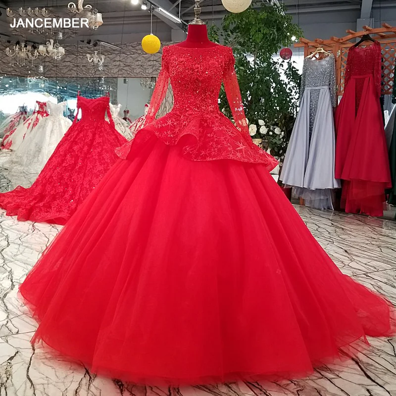 LS69433 Red Ball Gown Evening Dress 