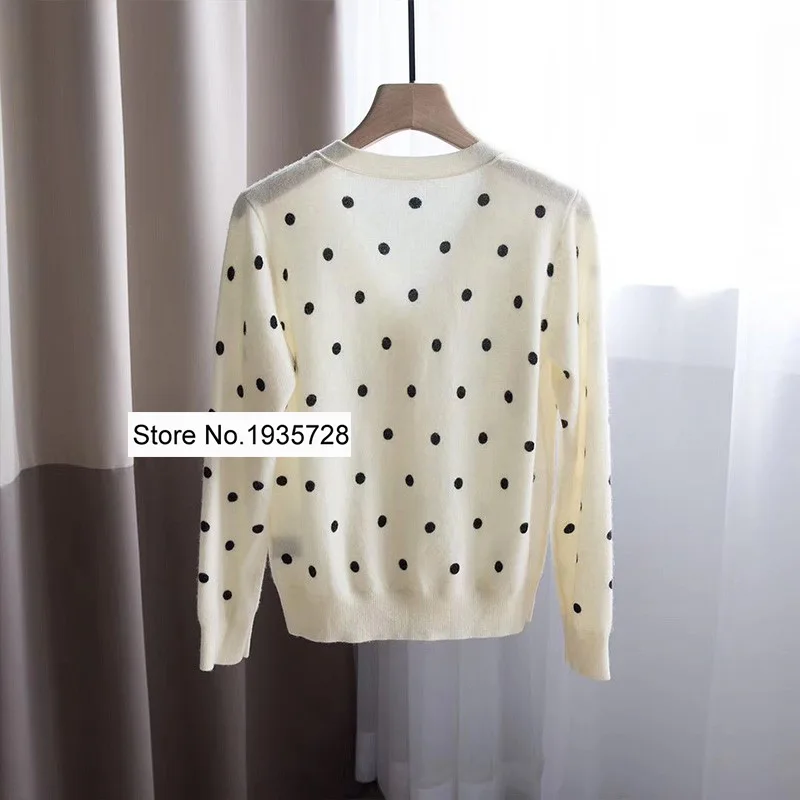 Women Beige V Neckline Cashmere Knitted Cardigan Top- Winter Newest Ladies Knitting Sweater