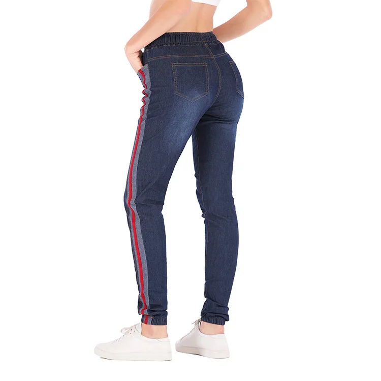 Women Mid Waist Jeans Fashion Side 