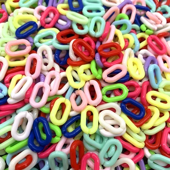 

50pcs/Lot 15x10mm Acrylic Link Chain Keychains For Necklace Bracelet Making Colorful Chain Plastic Chain Links Jewelry Making