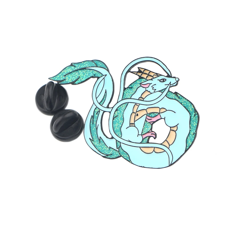 K155 Spirited Away White dragon Fashion Pins Metal Enamel Pins and Brooches for Women Backpack/Bags Badge Collar Jewelry 1pcs