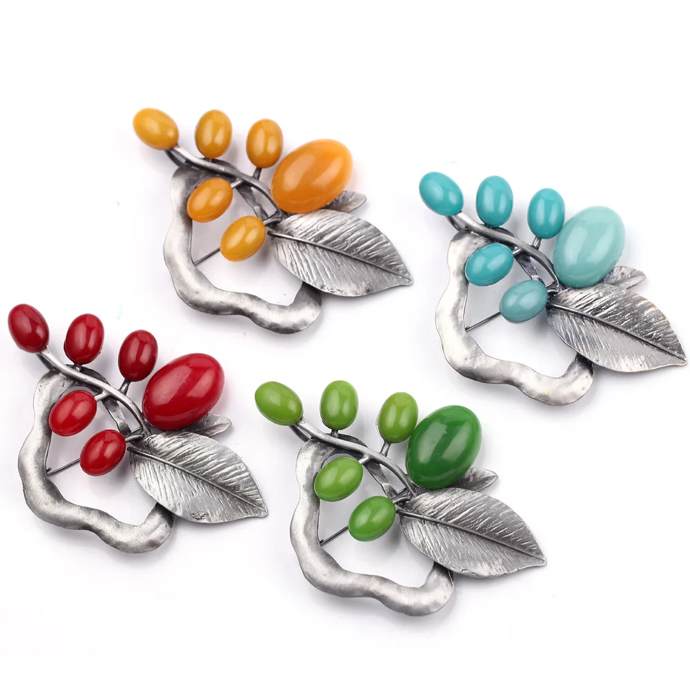 

Hot Sales New Style Europe And America Fashion Vintage Brooch Exquisite Combined Leaf Brooch Dress Versatile Accessories