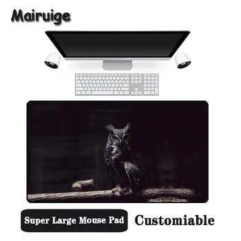 

Mairuige Big Promotion Large Size Multi-size Locked Mouse Pad Owl on black background Pattern PC Computer Notebook Desk Mat
