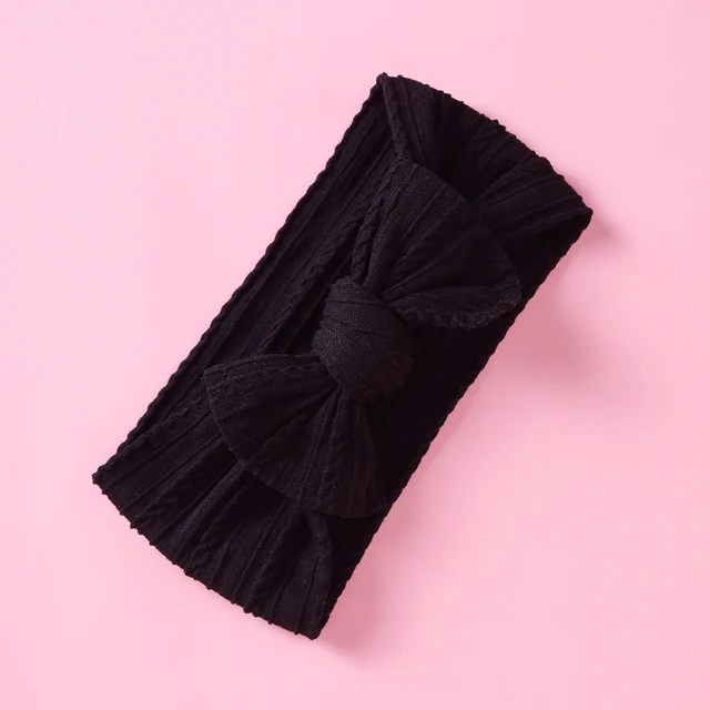 1PCS New Braid Nylon Bow Headbands,Cable Knit Solid Wide Nylon Headbands Turban, Baby Girls Head Wrap Hair Accessories 27 colors A2NSFB-9873-1