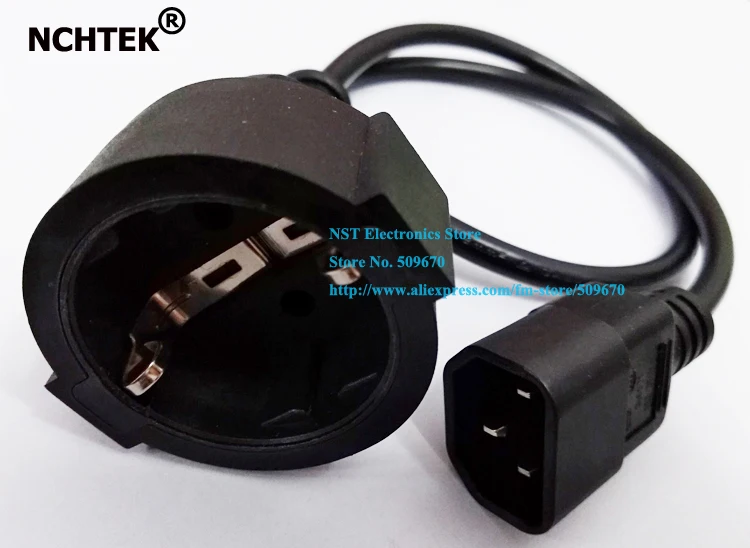 NCHTEK IEC 320 C14 к CEE 7/7 Европейский женский Schuko Разъем Кабель-адаптер, UPS/PDU мощность свинца около 60 см/ /1 шт