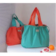 

Large Capacity Reusable Grocery Bag Foldable Shopping Bag Clash Drawstring Bag Travel Shoulder Bag Ladies Tote Bay