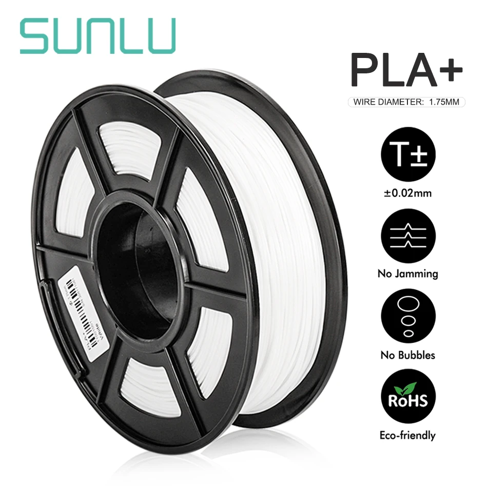 SUNLU PLA Plus 3D Printer Filament Free Ship 1KG/roll 1.75mm Tolerance +/-0.02mm 100% No Bubble For 3D Printer Eco-friendly sunlu petg 1kg 1 75mm filament tolerance 0 02mm fdm 3d printer material low odour neat winding non toxic no bubble consumables