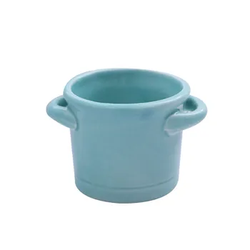 

Mini Handmade Ceramic Succulent Flower Pot With 2 Ear Handheld Pure Color Home Ornament FPing