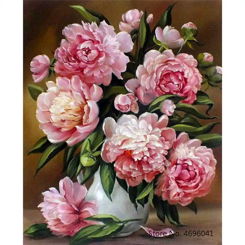 Painting By Numbers Frameworks Coloring By Numbers Home Decor Pictures Flowers Vase Decorations RSB8421