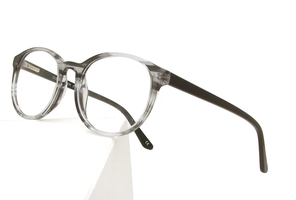 frame gray Ацетатные круглые оправы для очков мужские очки с диоптрией близорукость винтажные мужские очки оправа брендовая дизайнерская Lunette De Vue - Цвет оправы: frame gray