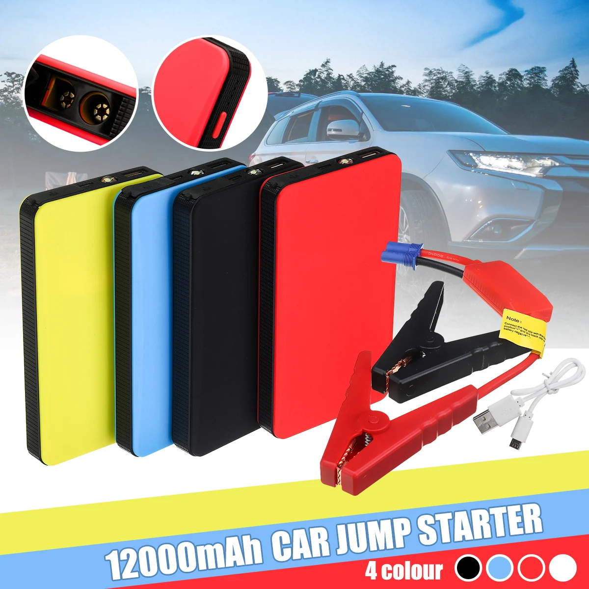 

12V 12000mah Car Jump Starter Portable Car Starter Power Bank Auto Engine Emergency Battery Charger Power Bank Booster Battery