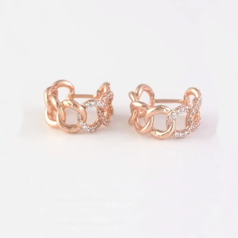 

Baoyocn September New Rose Gold Color 925 Sterling Silver Pink Small Chains Hoop Earrings Pave Zircon Women Fashion Jewelry
