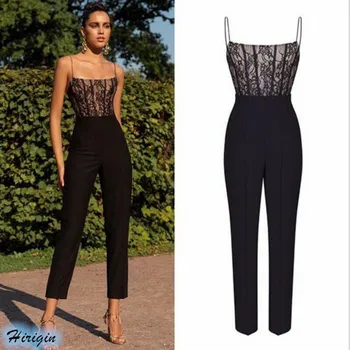 

Spring Summer Jumpsuits Women High Quality Lace Patchwork Embroidery Sexy Party Jumpsuit Rompers Ladies Bodysuits