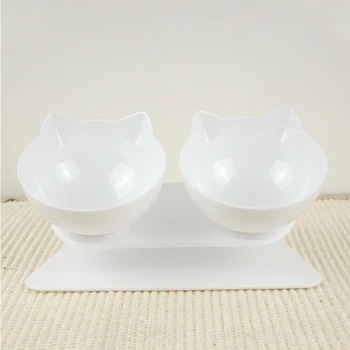 

Ardemer 15 Degree Tilting Cervical Vertebra Protection Eat and Drink Dual Pet Bowl Cat Face Shape Pet Feeding Bowl Cheap Price