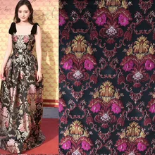 5 ярдов Высококачественная Пряжа-окрашенная металлическая жаккардовая ткань для модного платья французская парча кружевная ткань жаккардовая кружевная ткань