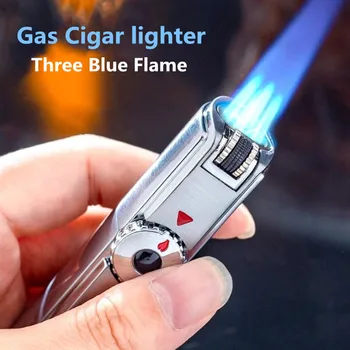 

Cigar Windproof Lighter Three flames lighter lock fire jet torch metal windproof cigar Lighter Cigarette Lighters