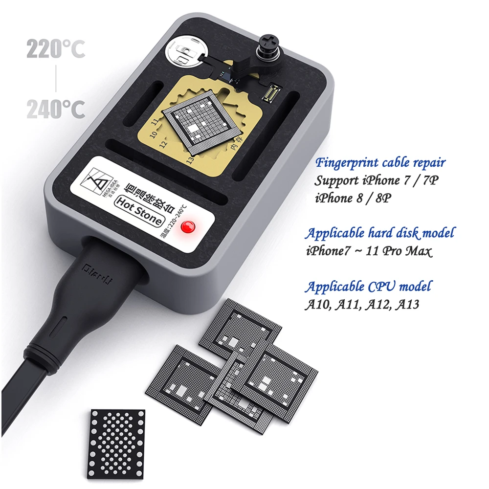 QIANLI Hot Stone constant temperature removal glue 3 in 1 fingerprint hard drive CPU for iPhone 7 7P 8 8P X XS MAX 11 Pro Max