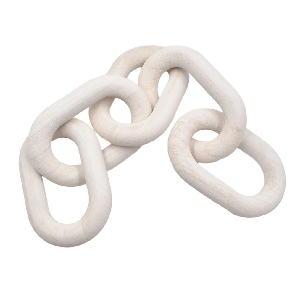 Boho Chain Link Art Craft Wooden Hand Carved 5-Link Decor Ornament for Home Bedroom Rustic Table Farmhouse | Дом и сад
