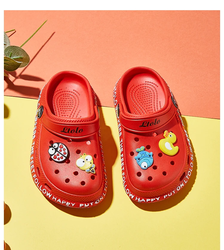 Ltolo Children Girl Boy  Mules Clogs Kids Summer Crock candy Garden Beach Slippers Cave Hole Baby Shoes For Girls Boys EUR23-34