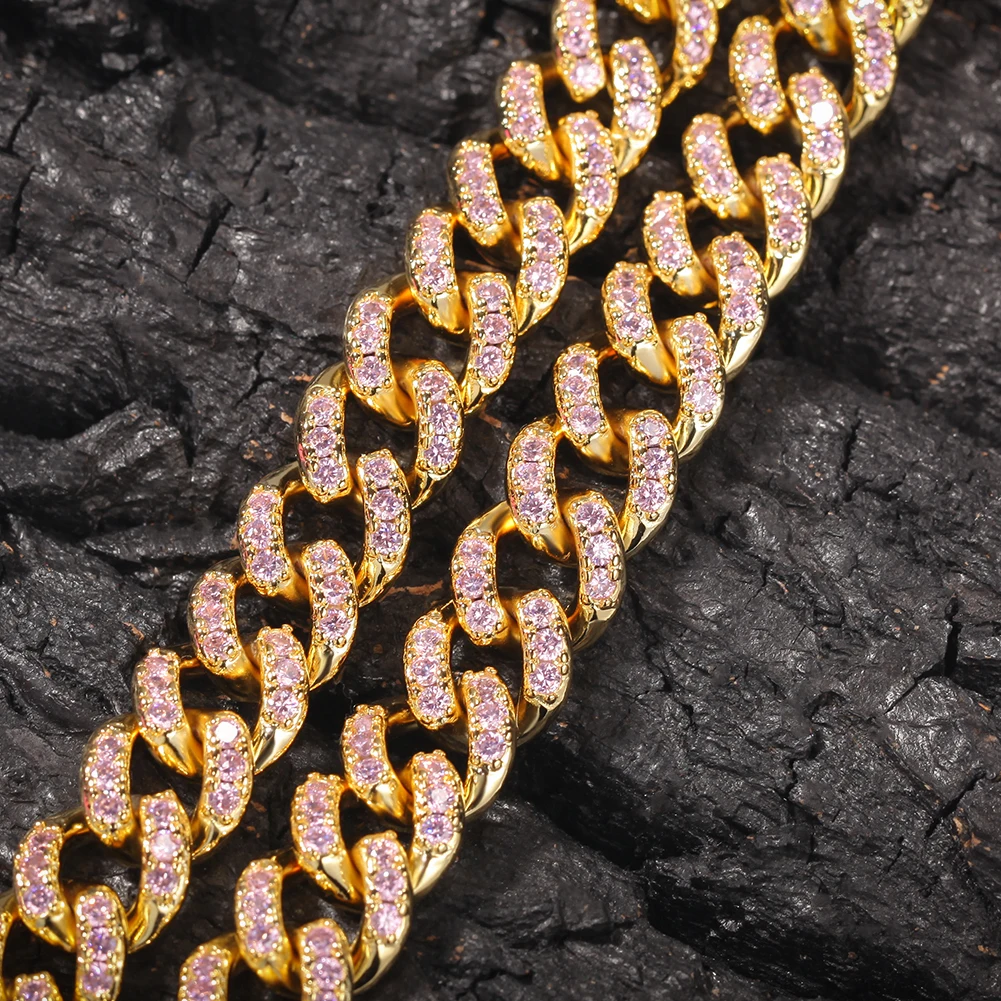 THE BLING KING 12 мм Micro Pave Iced CZ кубинские звенья ожерелья цепочки золотой цвет Роскошные Bling ювелирные изделия мода хип-хоп для мужчин
