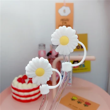 

INS Style Cute Daisy Straw Cup Accessories Straw Dust Plug Glass Cup Girl Heart Small Objects Suitable For Glass Straw Plug