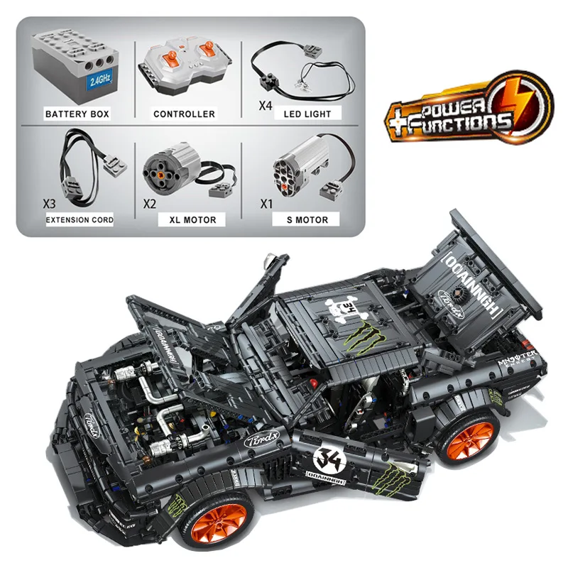 Building Block MOC Ford Mustang Hoonicorn RTR V2 3219pcs Brick Model Car