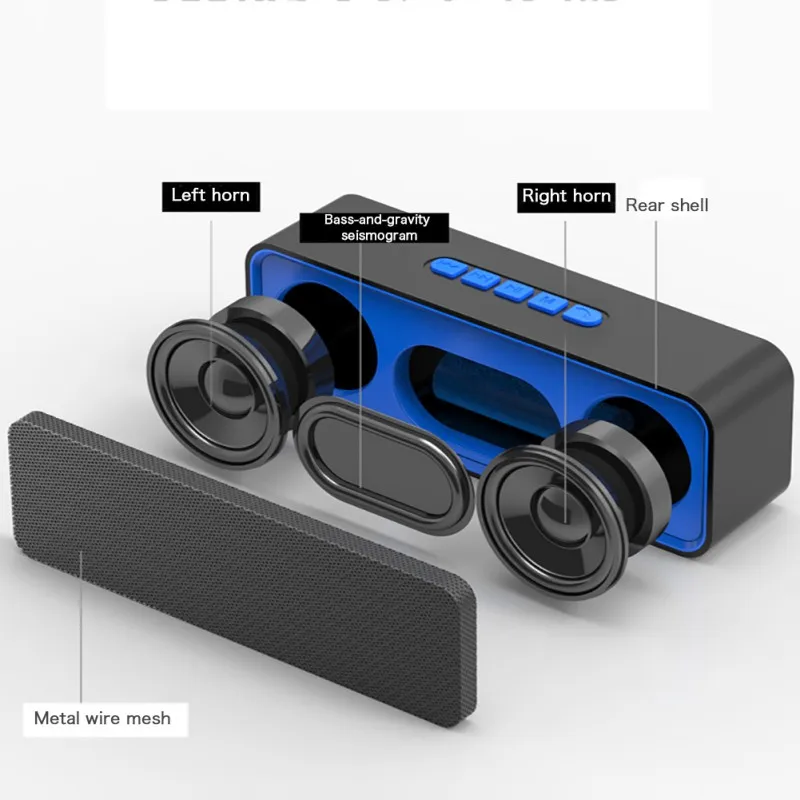 Портативный TWS бас-Колонка Bluetooth беспроводной динамик с микрофоном сабвуфер для IOS Android