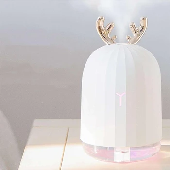 

USB Deer Air Humidifier Ultrasonic Cool Mist Adorable Mini Humidifier With LED Light Car Aromatherapy Essential Oil Diffuser