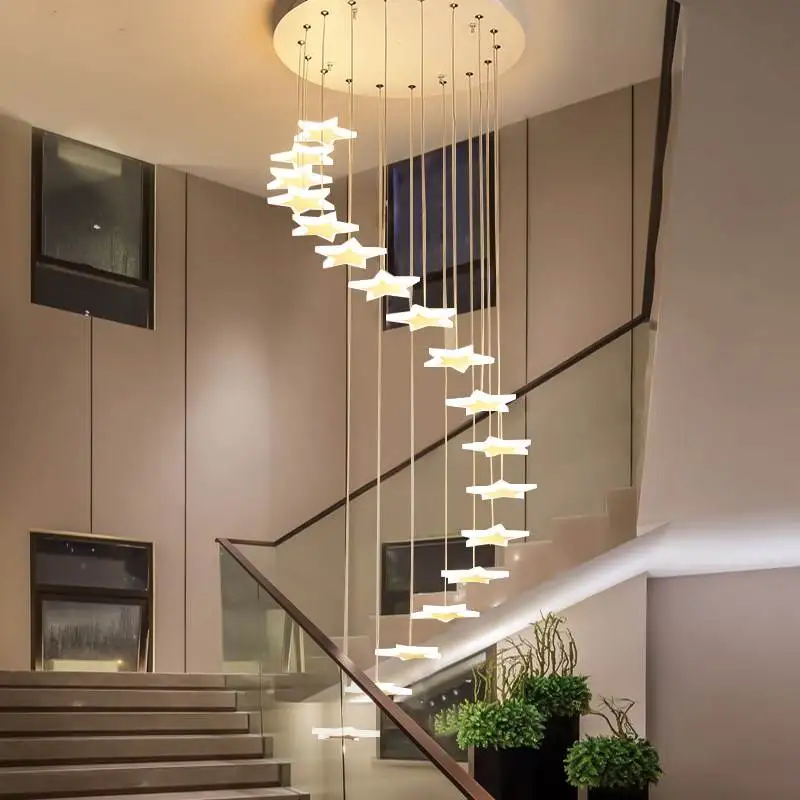 Светодиодный светильник для лестниц, креативная личность, звездная люстра, для дома, для лестницы, для ресторана, магазина, длинная люстра