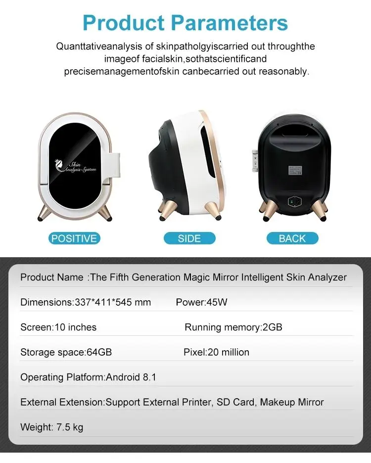 2020 High Technology skin analysis scan facial skin analyzer digital 7 languages support beauty machine fast 