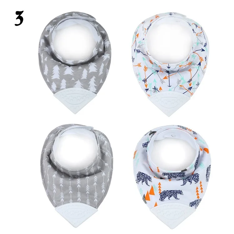 4pcs/lot Double Layer Cotton Teether Baby Bibs Soft Cotton Fashion Scarf Triangle Bibs for Baby Girls Boys